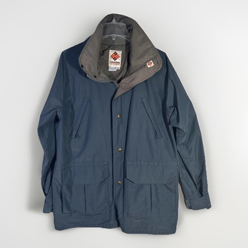 Vintage 80s Columbia Sportswear Gore-Tex Jacket Navy Blue Parka Coat Mens M